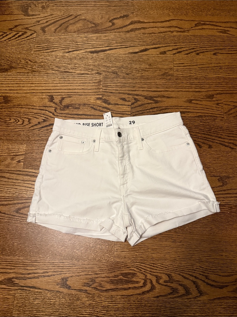 J. Crew White Mid-Rise Denim Cutoff Shorts NWT 29